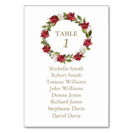 White Red Poinsettia Taufen Seating Chart Tischnummer