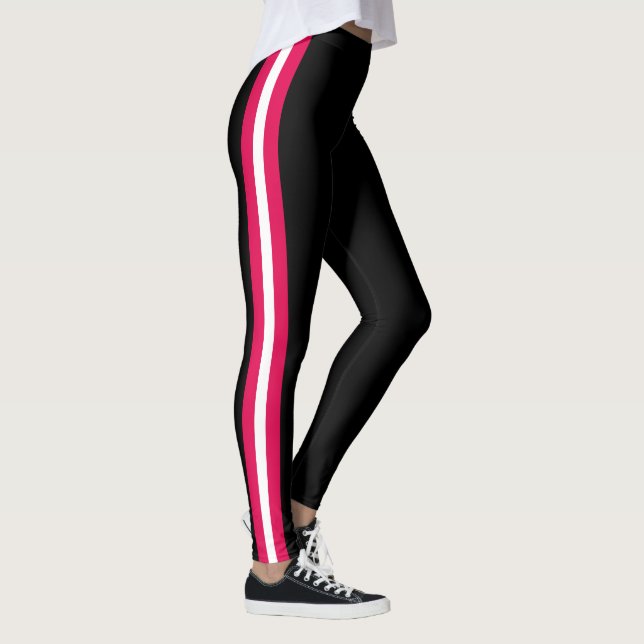 White Red Side Stripe Black Leggings Custom Colors (Rechts)