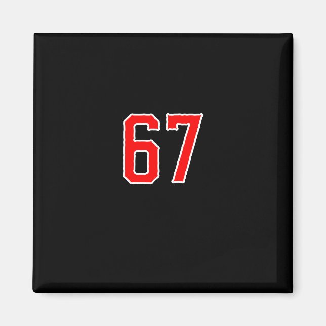 White Red Sports Team Number #67 Swea  Magnet (Vorne)