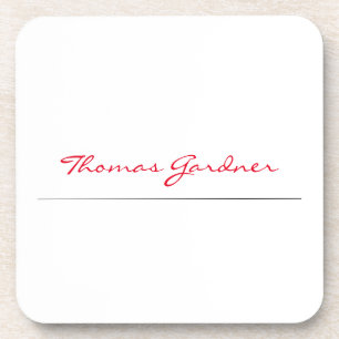 White Red Trendy Handwriting Schlicht Creative Mod Getränkeuntersetzer