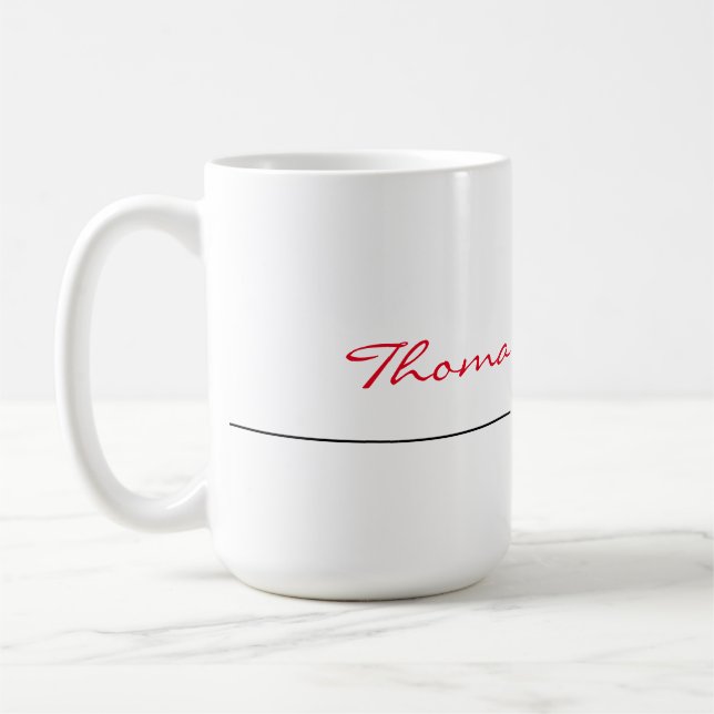 White Red Trendy Handwriting Schlicht Creative Mod Kaffeetasse (Links)