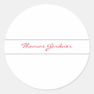 White Red Trendy Handwriting Schlicht Creative Mod Runder Aufkleber