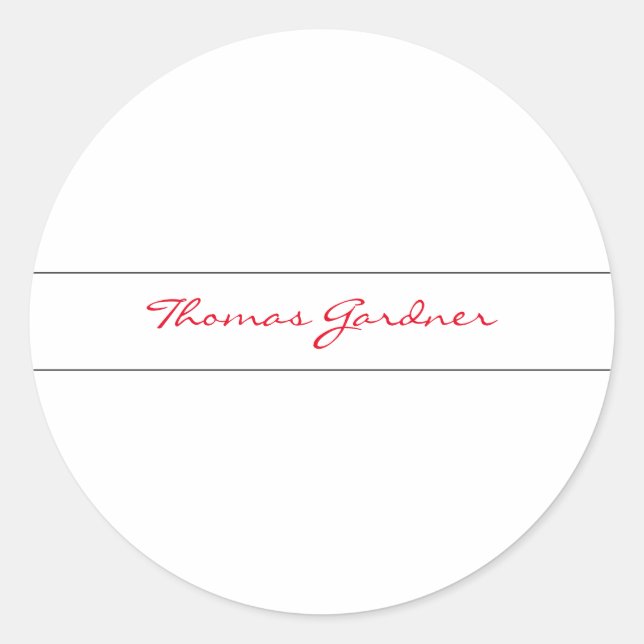 White Red Trendy Handwriting Schlicht Creative Mod Runder Aufkleber (Vorderseite)