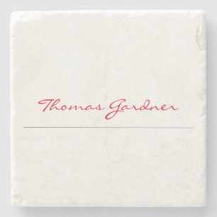 White Red Trendy Handwriting Schlicht Creative Mod Steinuntersetzer