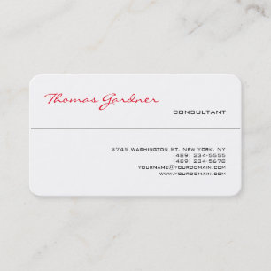 White Red Trendy Handwriting Schlicht Creative Mod Visitenkarte