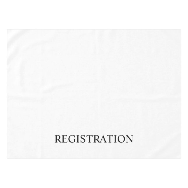 White Registration Desk Tischdecke (Vorderseite (Horizontal))