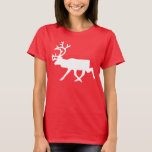 White Rentier/Kariou-Silhouette T-Shirt<br><div class="desc">Weiße Rentiere/Karibik-Silhouette. Globe Trotters ist auf die Idiosynkratische Bildsprache aus der ganzen Welt spezialisiert. Hier finden Sie einzigartige Grußkarten,  Postkarten,  Poster,  Mousepads und mehr.</div>