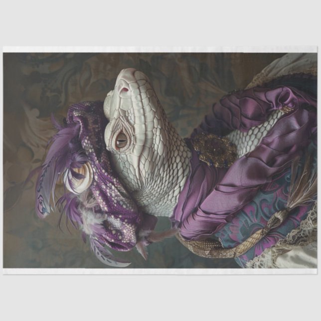 White Reptile in Royalty Attion Decoupage Seidenpapier (Vorderseite)