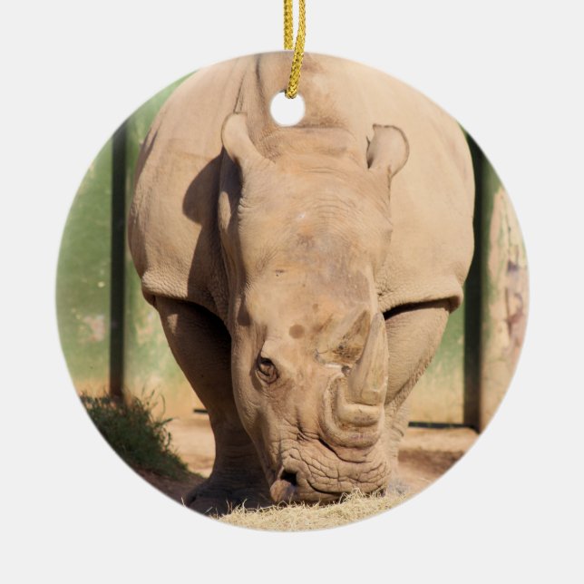 White Rhino Keramik Ornament (Vorne)