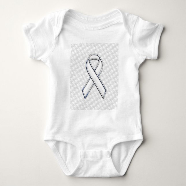 White Ribbon Awareness Hahnentrittmuster im Chrome Baby Strampler (Vorderseite)