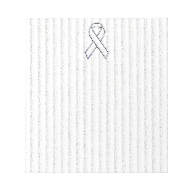 White Ribbon Awareness on Vertical Stripes Notizblock (Vorderseite)