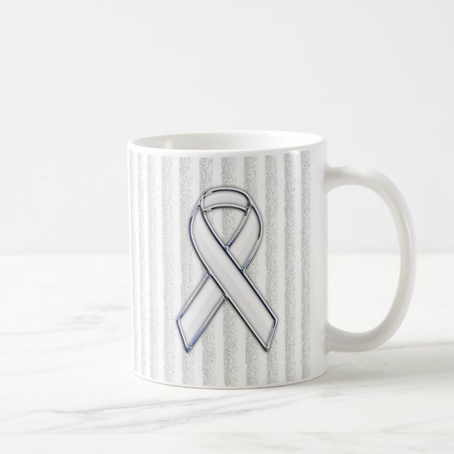 White Ribbon Awareness Stripes Kaffeetasse (Rechts)