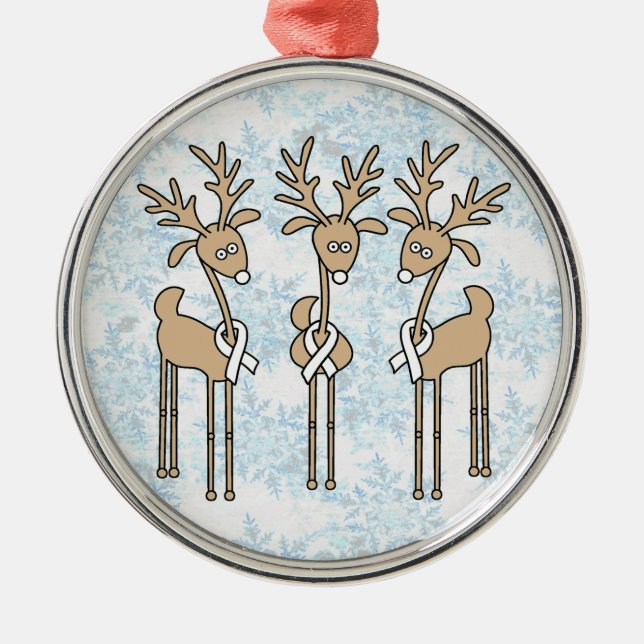 White Ribbon Rentier Silbernes Ornament (Vorne)