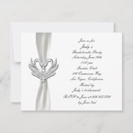White Ribbon Silver Swan Junggeselinnen-Abschied l Einladung