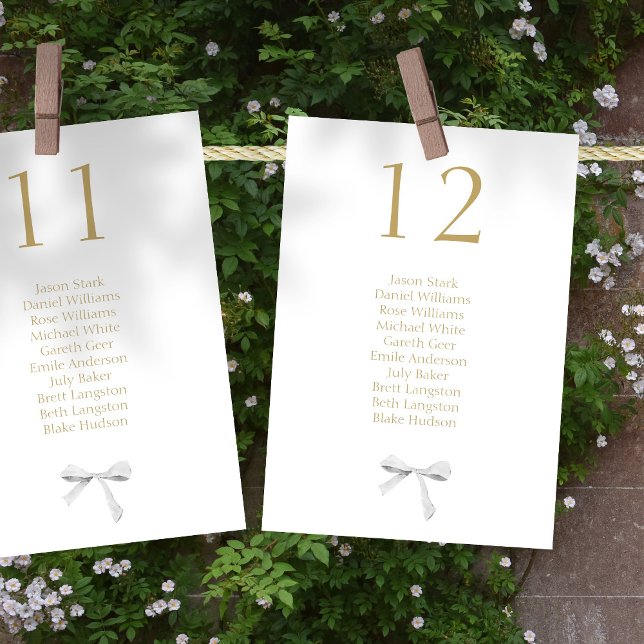 White Ribbon Wedding Tischnummer & Seating Card (Von Creator hochgeladen)