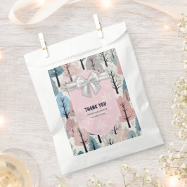 White Ribbon Winter Forest Snowflakes Babydusche Geschenktütchen
