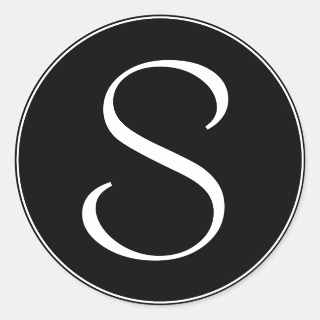 White Ring BT Black Monogram Runder Aufkleber (Vorderseite)
