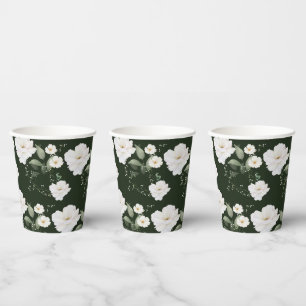 White Rock auf Black Floral Paper Cups - Tablette Pappbecher
