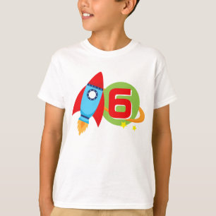White Rocket Ship Birthday Age Outer Space Shirt