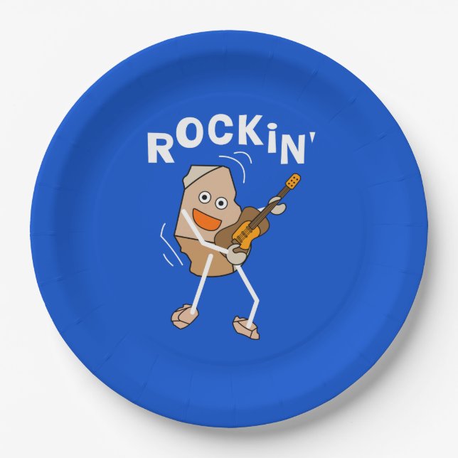 White Rockin' Guitar Pappteller (Vorderseite)