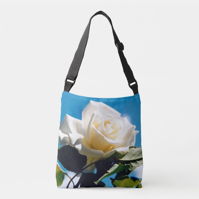 White Rose Beauty Tragetaschen Mit Langen Trägern (Vorderseite)