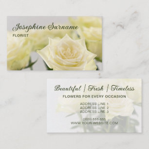 White Rose Blume Schönes Florals Foto Florist Visitenkarte