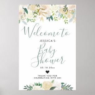 White Rose Bouquet   Babydusche   Begrüßung Poster
