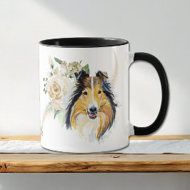 White Rose Bouquet Collie Tasse