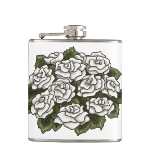 White Rose Bouquet Flachmann