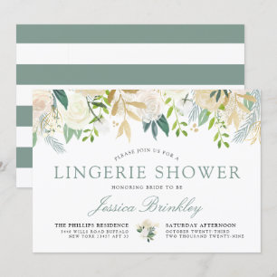 White Rose Bouquet   Floral Lingerie Dusche Einladung