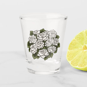 White Rose Bouquet Schnapsglas