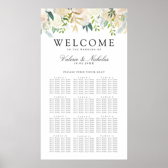 White Rose Bouquet | Tabelle 12 — Floral Poster (Vorne)