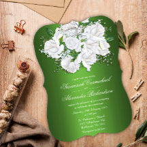 White Rose Bouquet und Metallic Green Wedding