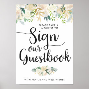 White Rose Bouquet Unser Gästebuch unterschreibe