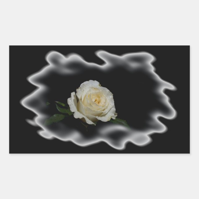 White Rose Burned Edges Rechteckiger Aufkleber (Vorderseite)