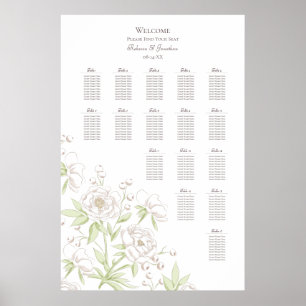 White Rose Classic Hochzeit Sitzordnung Poster