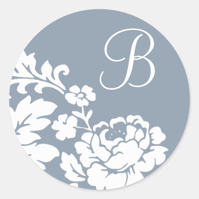 White Rose Damask Runder Aufkleber (Vorderseite)