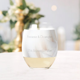 White Rose Design Wedding Weinglas Ohne Stiel