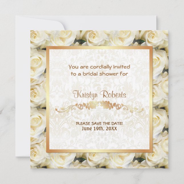 White Rose Elegance - Dusche Save The Date (Vorderseite)