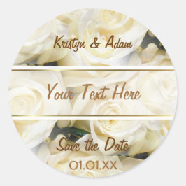 White Rose Elegance Runder Aufkleber