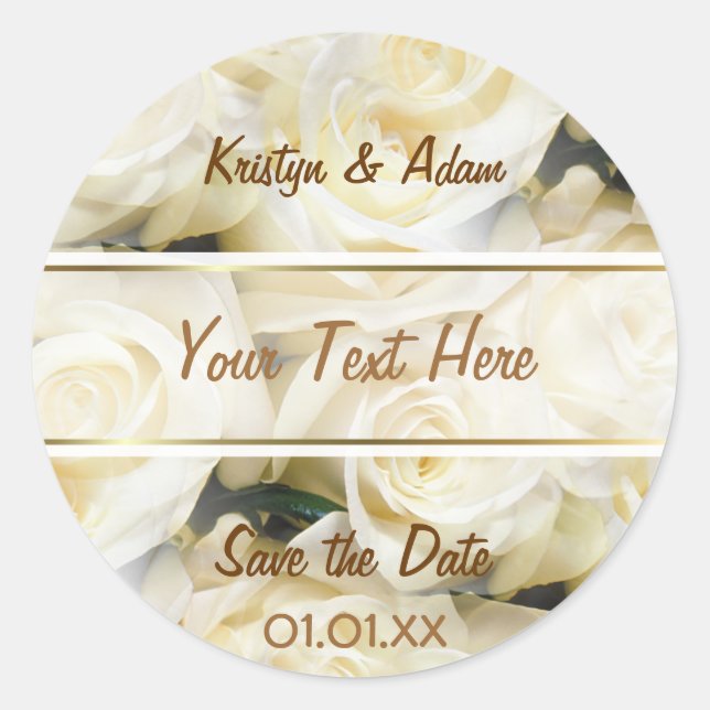 White Rose Elegance Runder Aufkleber (Vorderseite)