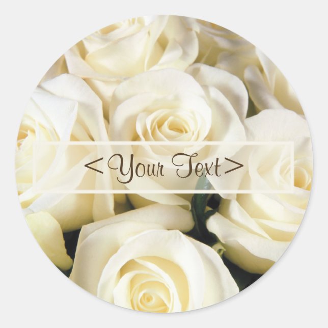 White Rose Elegance Runder Aufkleber (Vorderseite)