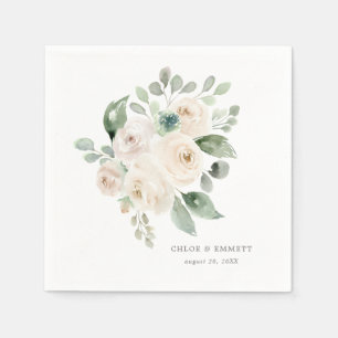 White Rose Eucalyptus Elegante Custom Wedding Serviette