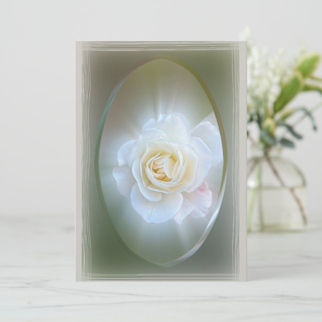 White Rose Feiertagskarte (Stehend Vorderseite)