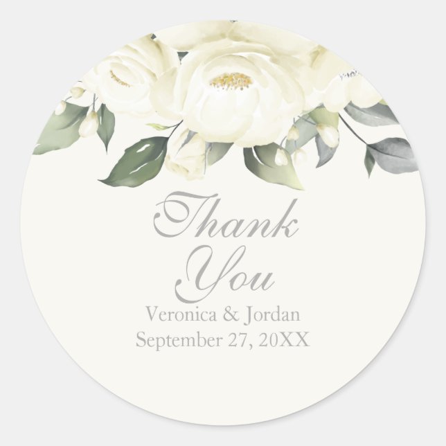 White Rose Floral Danke Stickers (Vorderseite)