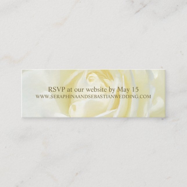 White Rose Floral Gold Hochzeitswebsite Cards Mini Mini Visitenkarte (Vorderseite)