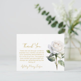 White rose Funeral Thank You Card Bereavement Dankeskarte