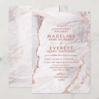 White & Rose Gold Agate Marble Foil Trendy Wedding