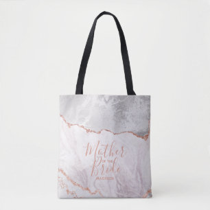 White & Rose Gold Agate Marmor Mutter der Braut Tasche