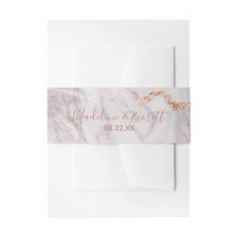 White & Rose Gold Agate Marmor Wedelmonogramm Einladungsbanderole